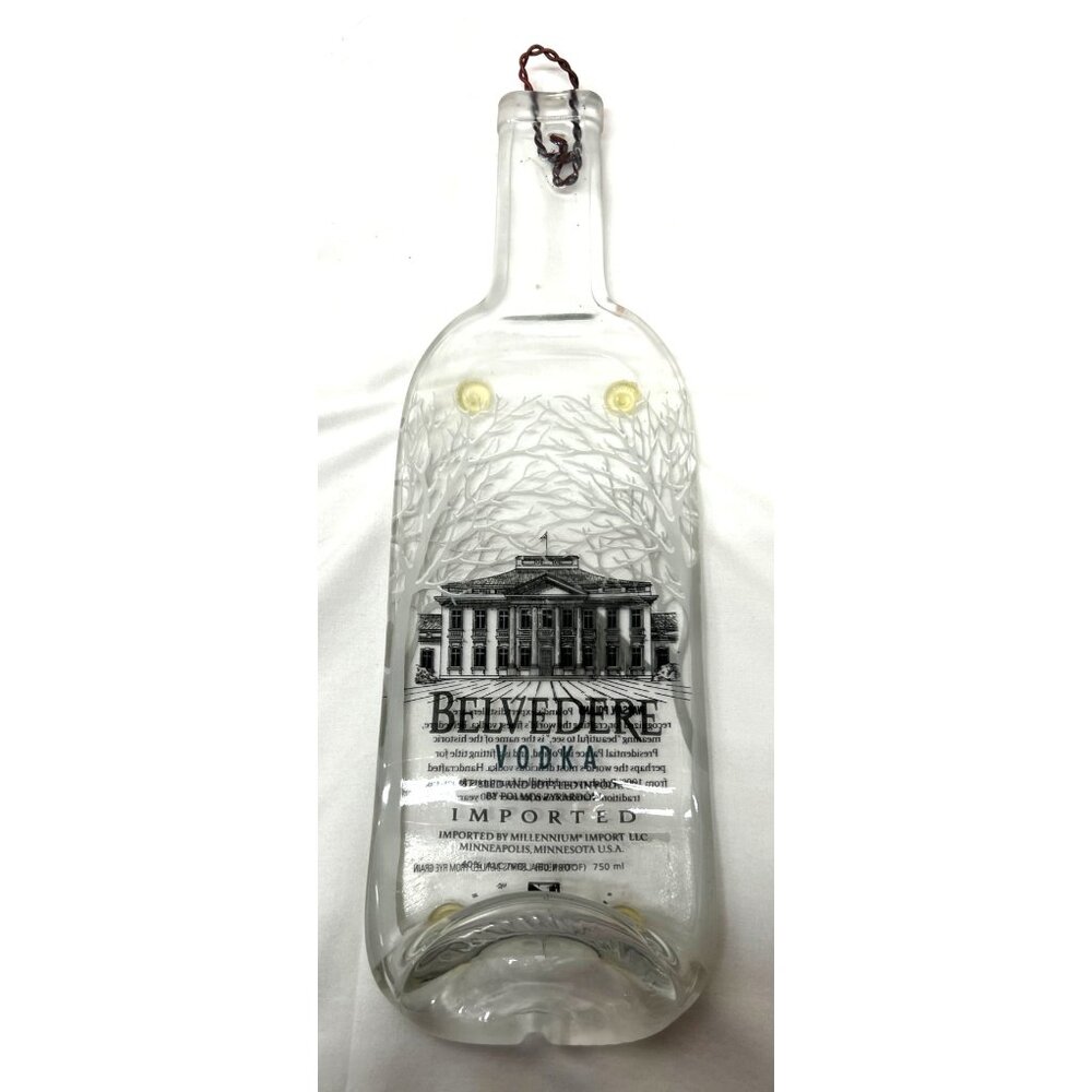 Cutting Board Belvedere Vodka Empty Glass Bottle With Tree Etching & Presidentia